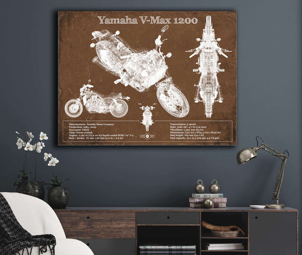 Cutler West Yamaha V-Max 1200 Blueprint Vintage Motorcycle Print