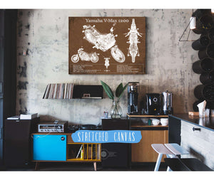 Cutler West Yamaha V-Max 1200 Blueprint Vintage Motorcycle Print