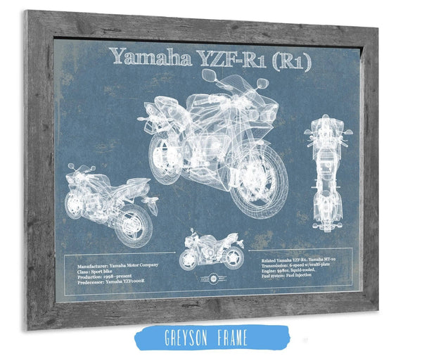 Cutler West Yamaha YZF-R1 (R1) Blueprint Motorcycle Patent Print