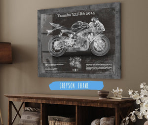 Cutler West Yamaha YZF-R6 2014 Blueprint Motorcycle Patent Print
