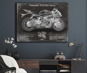 Cutler West Yamaha YZF-R6 2014 Blueprint Motorcycle Patent Print
