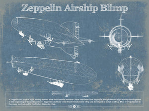 14" x 11" / Unframed Cutler West Zeppelin Airship Blimp Blueprint Original Wall Art