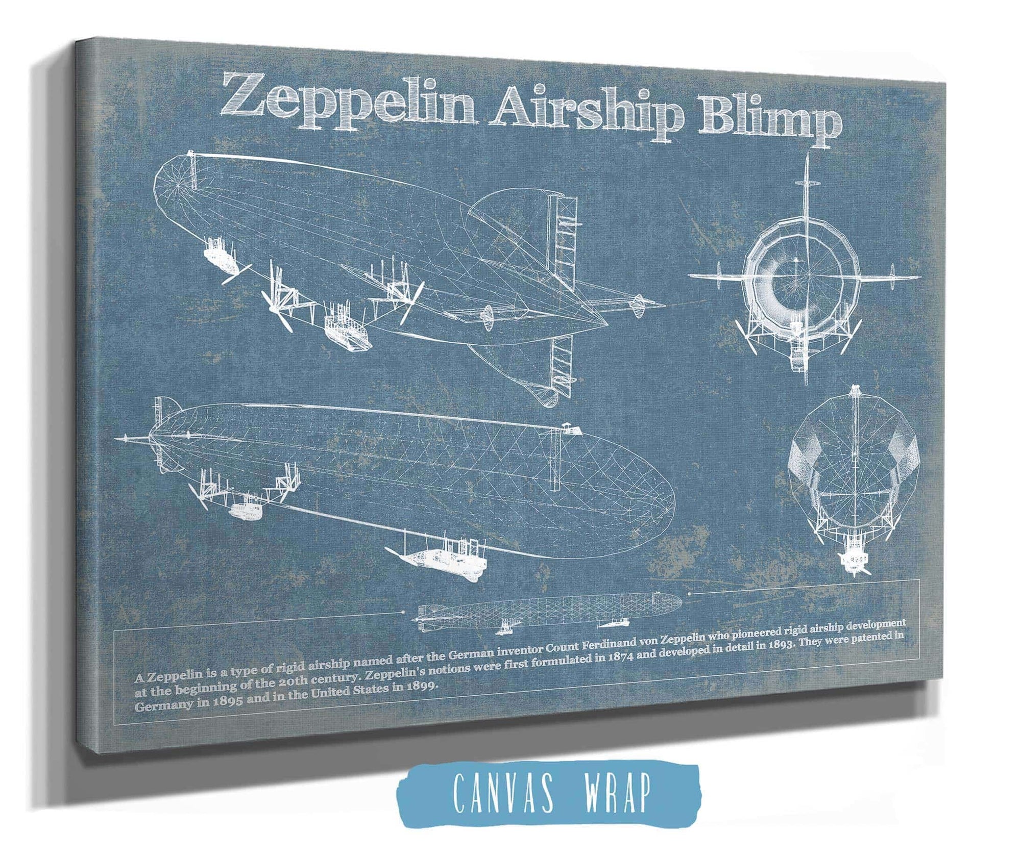 Cutler West Zeppelin Airship Blimp Blueprint Original Wall Art